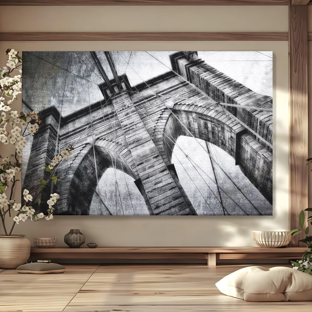 Tablou canvas cu tablou canvas cu podul brooklyn, fara rama, pe sasiu de lemn